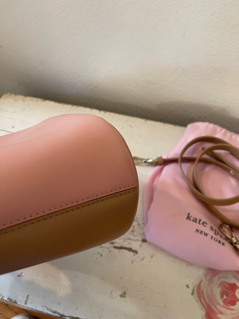 kate spade Pink and Tan Tote with Circular Top Handles - Picture 12 of 13